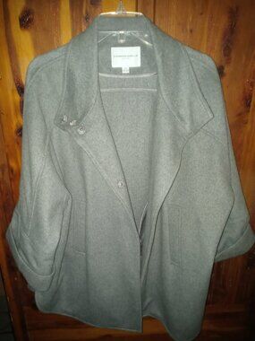 Katherine Barclay Montreal Gray Wool Blend Oversized Funnel Neck Coat LG
